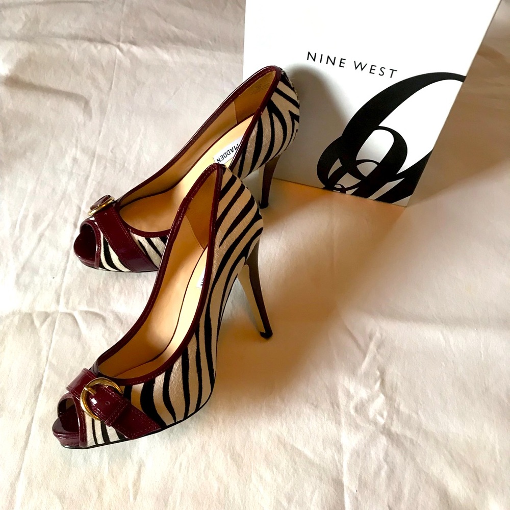Nine West Fredao Zebra Print Peep Toe Pumps